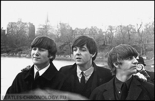 BEATLES minus George Harrison in Central Park, New York, in 1964